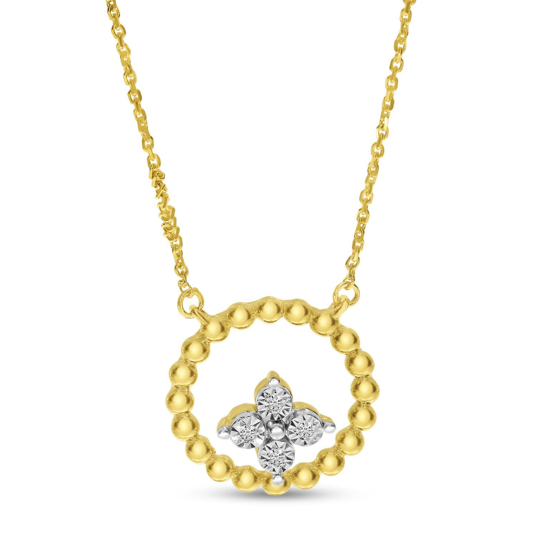 Diamond Cluster Bead Circle Necklace