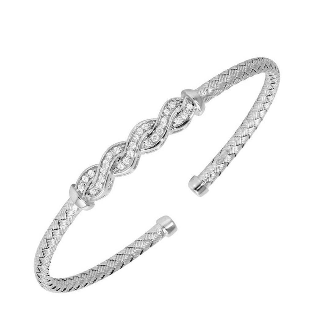 Charles Garnier Sterling Cz Cuff Bracelet