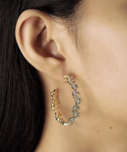 Load image into Gallery viewer, Sparkle Leaf Hoop Earrings
