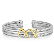 Load image into Gallery viewer, 3-Row Italian Cable Cuff Bangle
