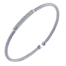 Load image into Gallery viewer, Charles Garnier Sterling Woven Nardini Cz Cuff Bracelet
