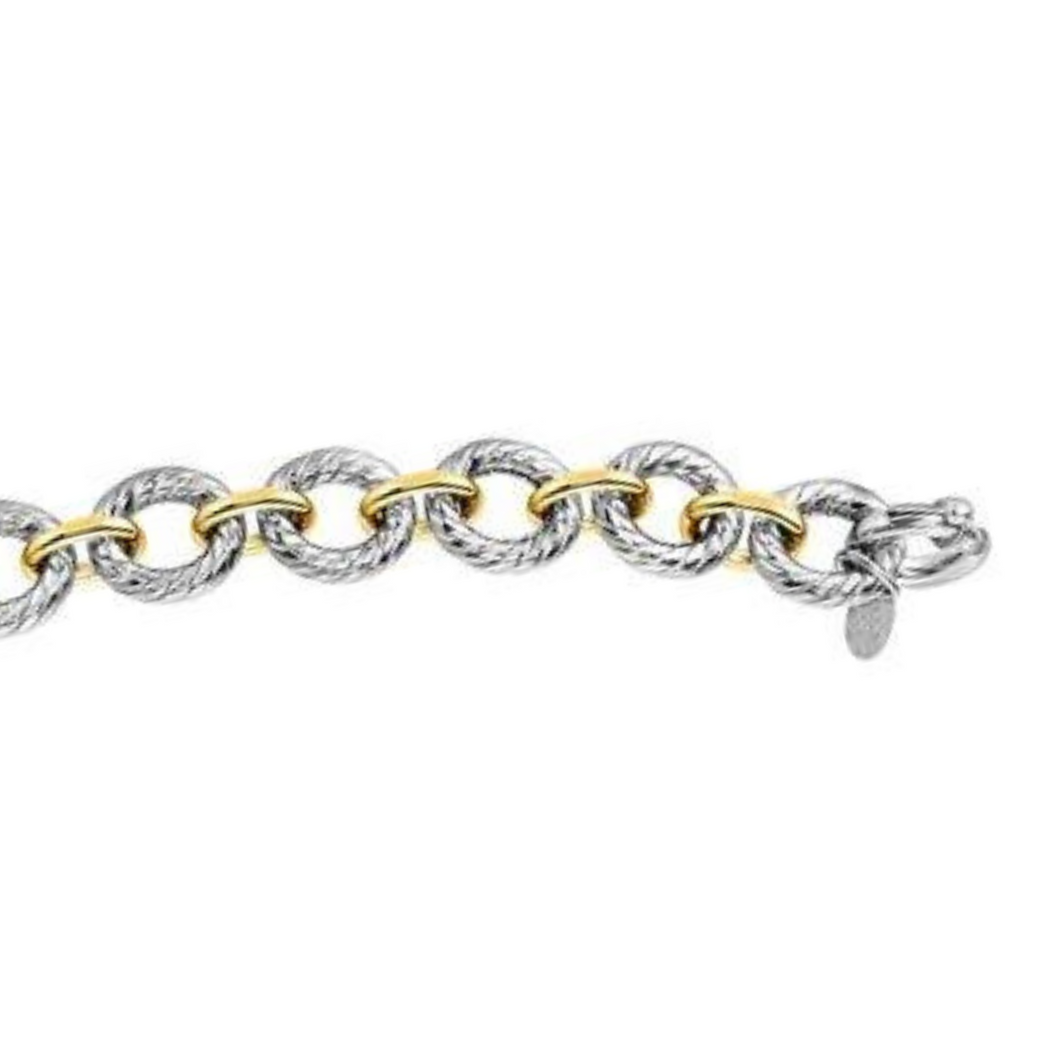 18Ky/Sterling Designer Link Bracelet