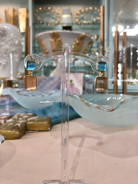 MELVA BLUE TOPAZ AND MORGANITE EARRINGS