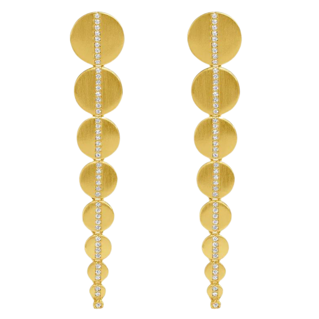 Dean Davidson Gold White Cz Petit Pave  Statement Drop Earrings