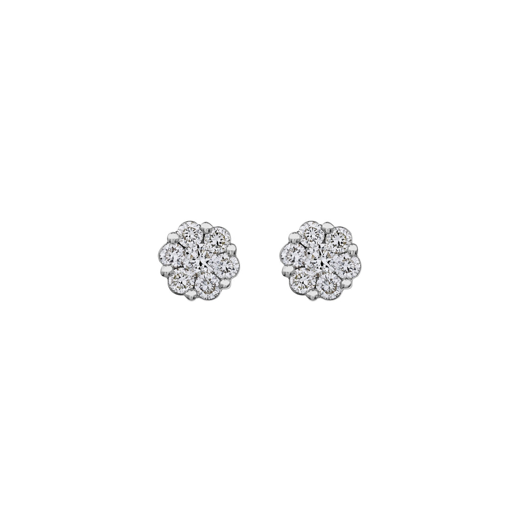 10kw .25ctw Diamond Cluster Earrings