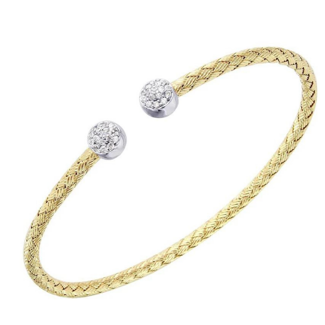 Charles Garnier Yg Woven Bebe Cz Cuff Bracelet