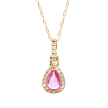 Load image into Gallery viewer, Pink Sapphire And Diamond Halo Pendant Necklace
