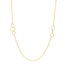 Load image into Gallery viewer, 14ky Circle Stationed Paperclip Link Necklace
