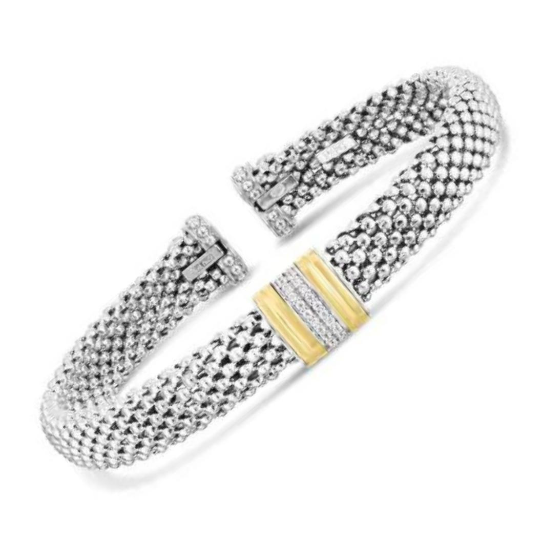 Georgine Diamond Bar Popcorn Cuff Bangle