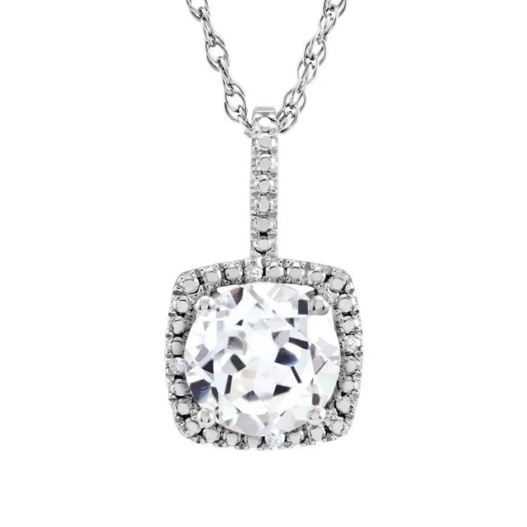 Sterling White Sapphire And Diamond Necklace