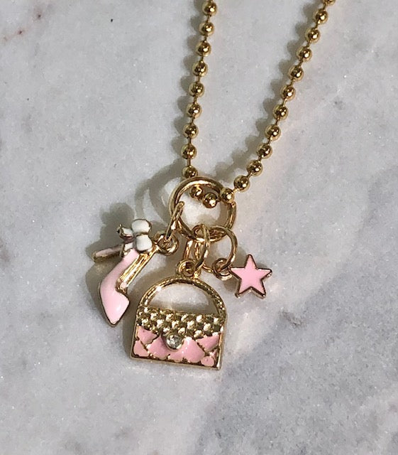 Purse and Bow Heel Necklace