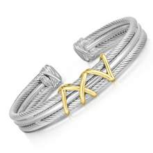 Load image into Gallery viewer, 3-Row Italian Cable Cuff Bangle
