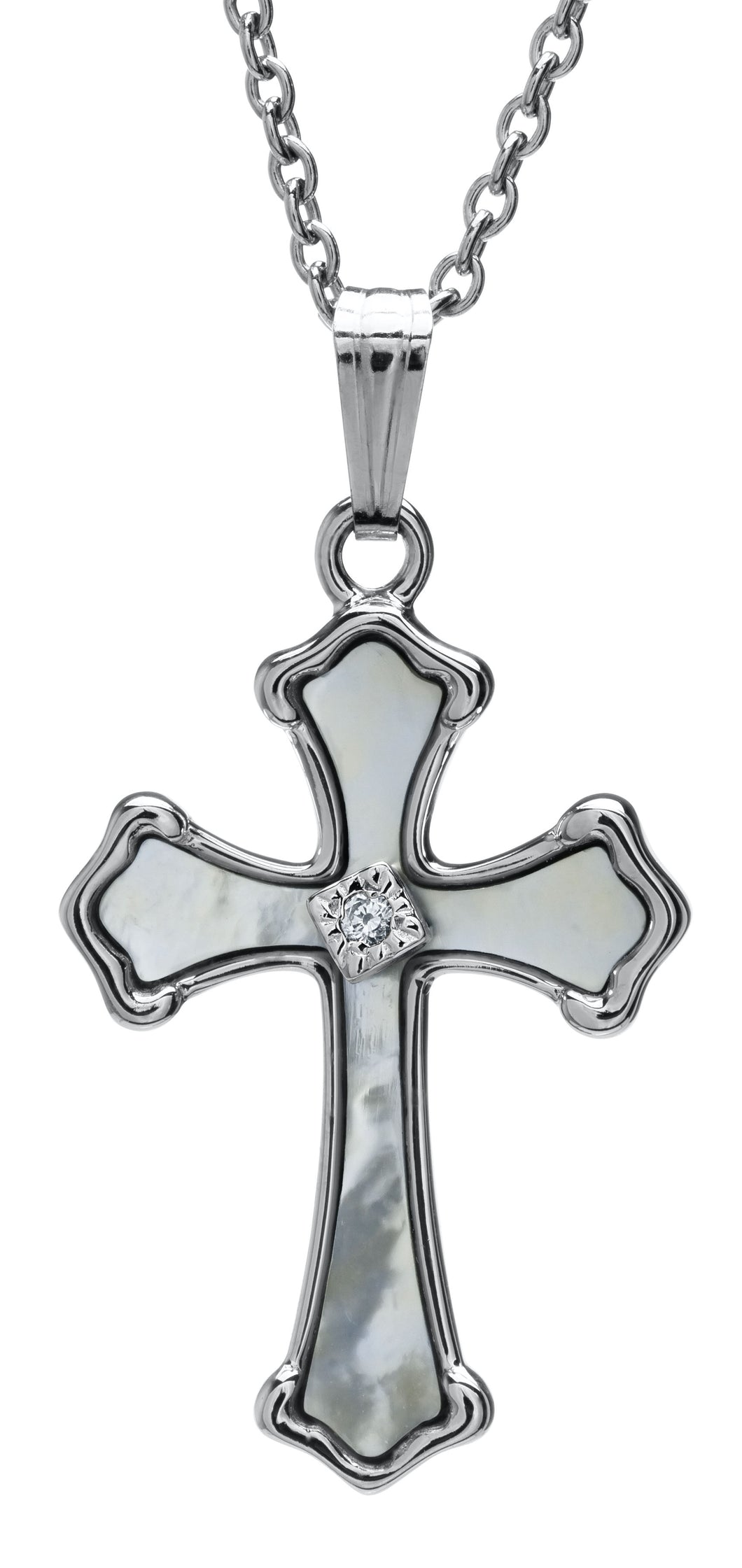Sterling Mop Cross Necklace