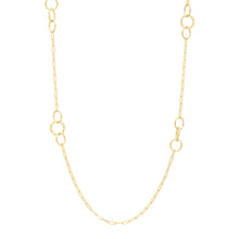 Load image into Gallery viewer, 14ky Circle Stationed Paperclip Link Necklace
