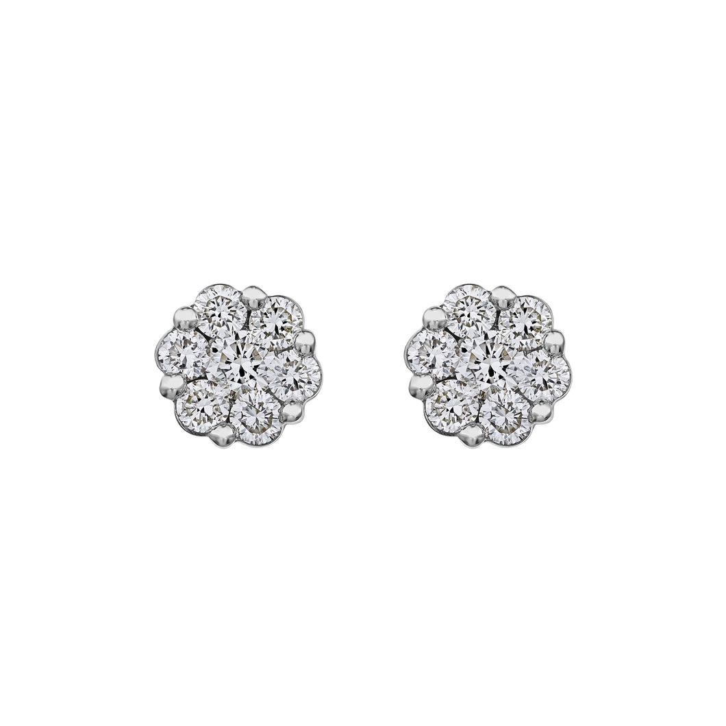 10kw 5/8ctw Diamond Cluster Earrings
