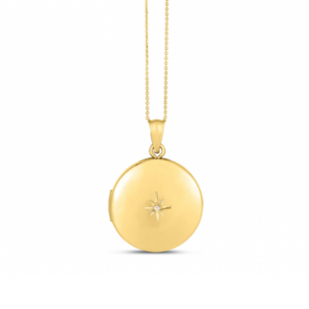 Diamond Circle Pendant Locket Necklace