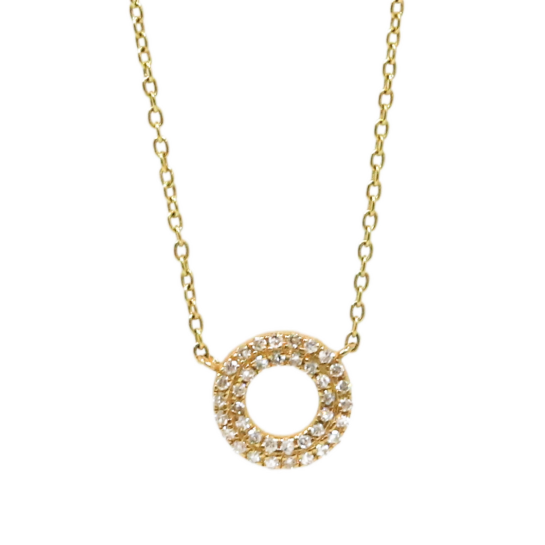 Diamond Double Circle Pendant Necklace