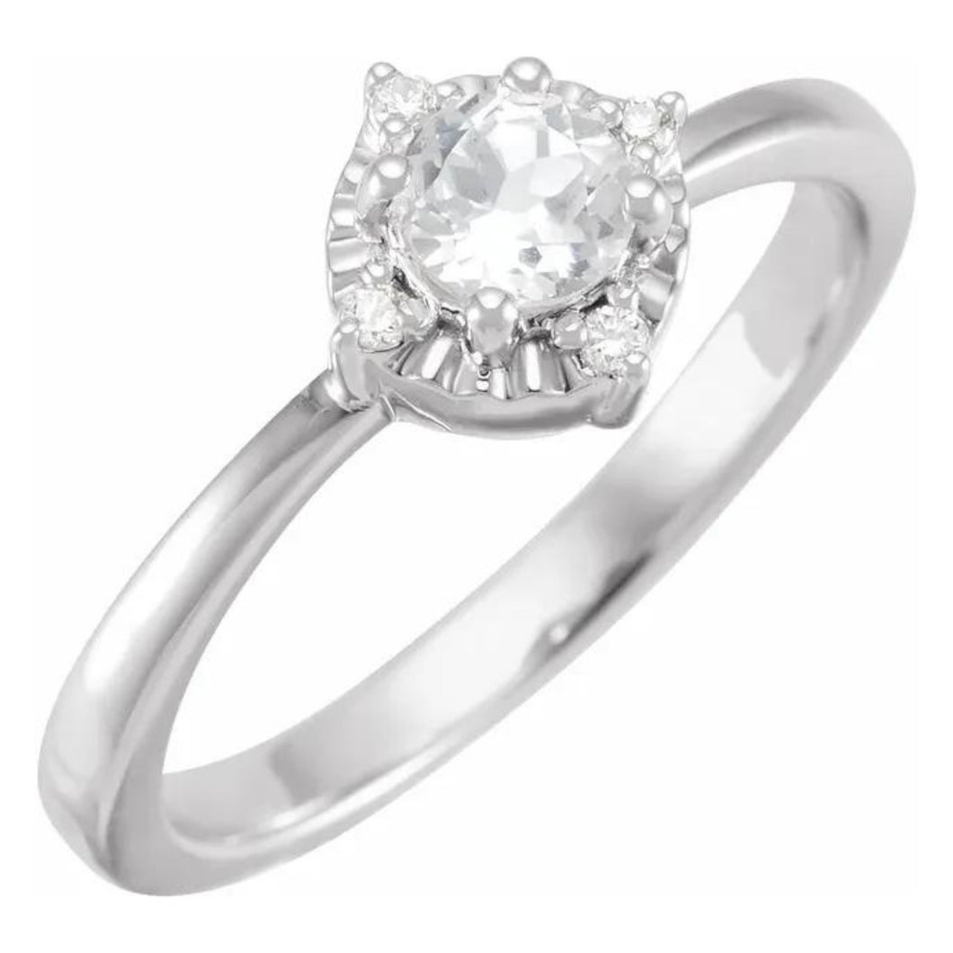 Sterling LG White Sapphire And Diamond Ring