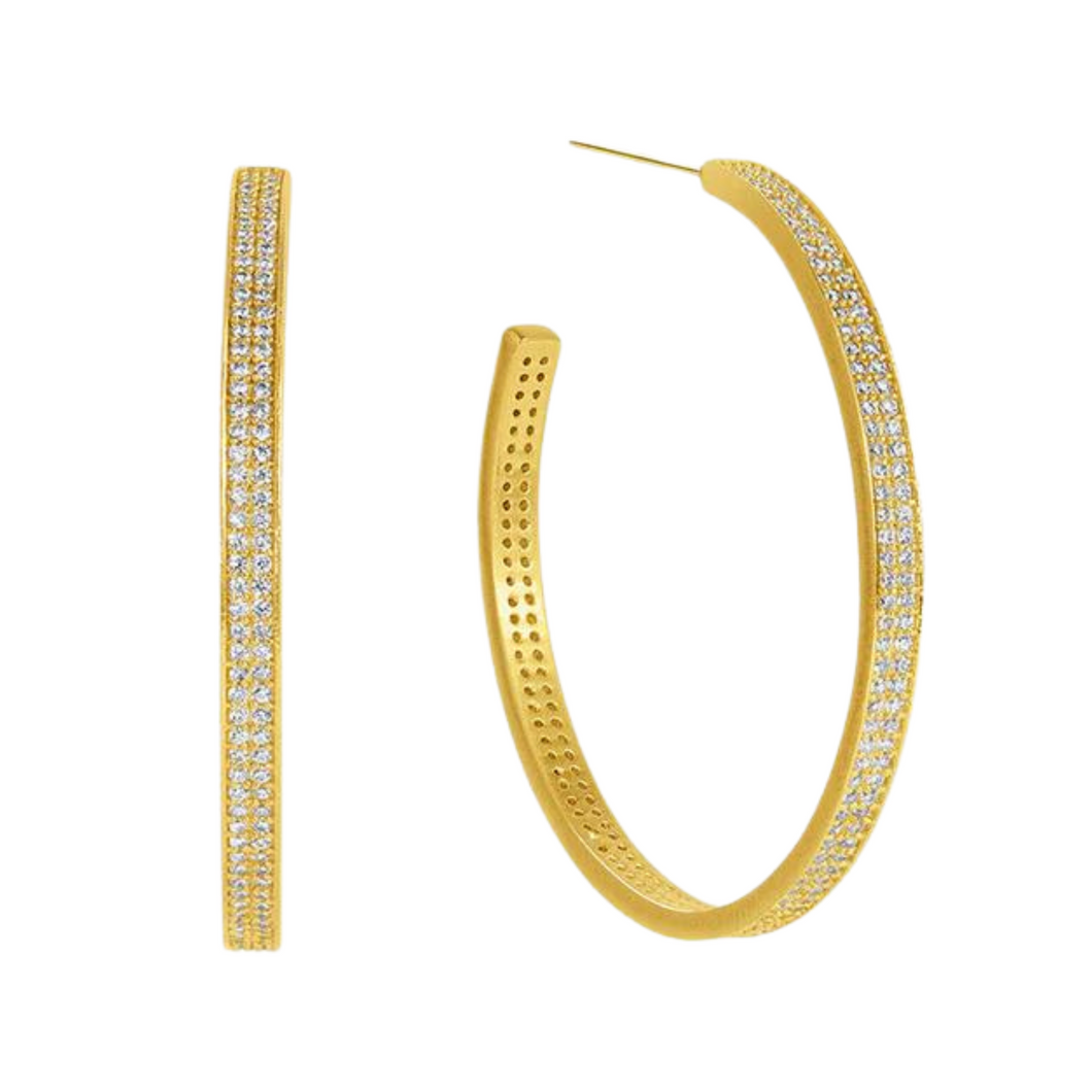 Dean Davidson Gold White Cz Petit Pave Midi Hoops