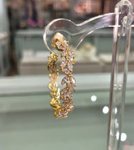 Load image into Gallery viewer, Sparkle Leaf Hoop Earrings
