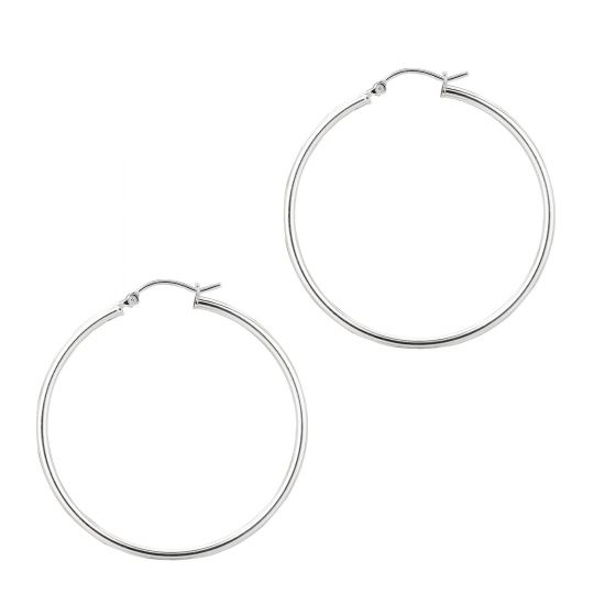 Sterling 2x40mm Hoop Earrings