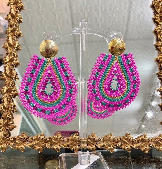 MARIANA TURQUOISE HOT PINK EARRINGS
