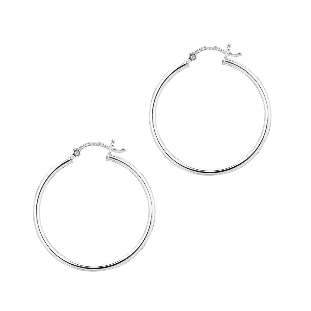 Sterling Silver 2x30mm Hoops