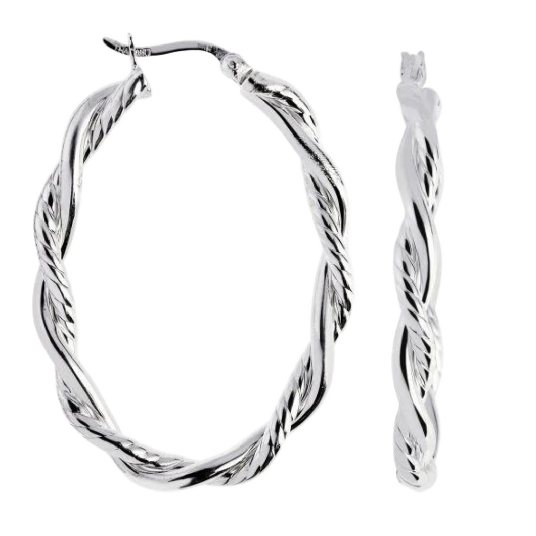 Sterling Swirled Hoops