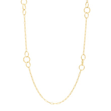 Load image into Gallery viewer, 14ky Circle Stationed Paperclip Link Necklace
