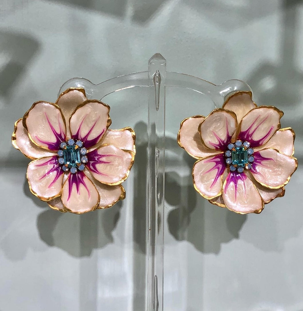 Purple Jewel Flower Earrings