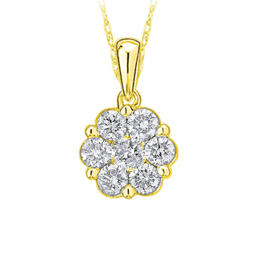 10ky 3/4 ctw Diamond Cluster Necklace