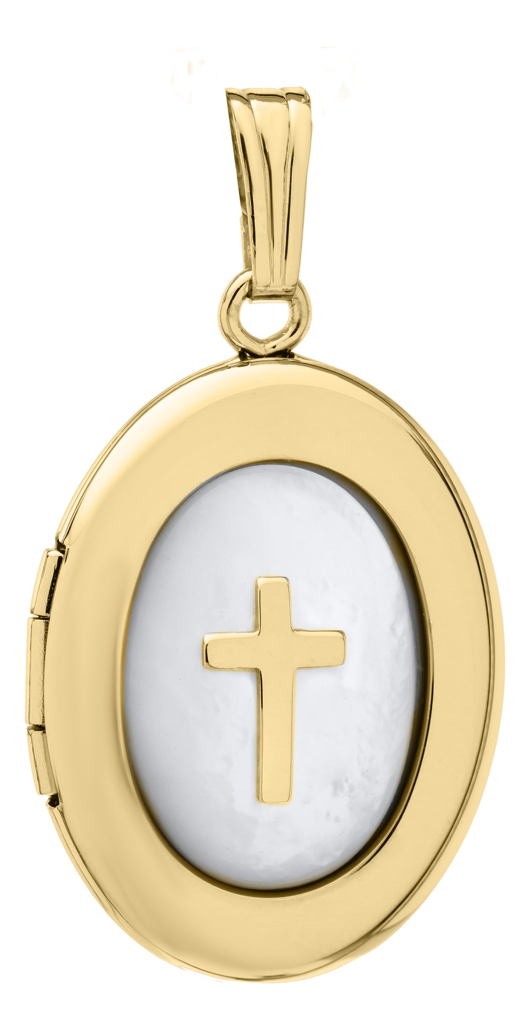 14kgf Cross Oval Locket Necklace